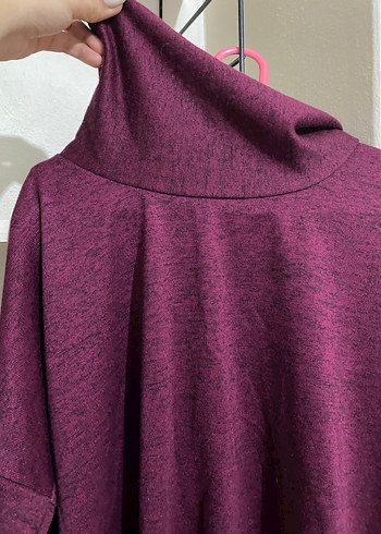 Bordo Yüksek Yakalı Örgü Kadın Kazak - Görsel 2