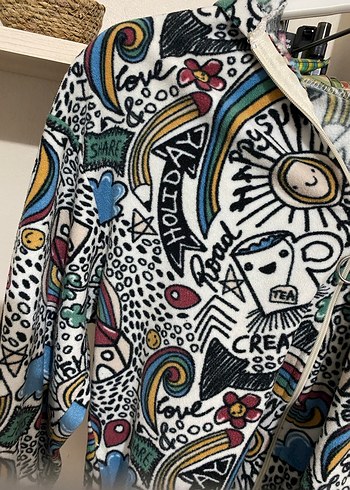 Renkli Bohem Desenli Düğmeli Hirka - Görsel 2