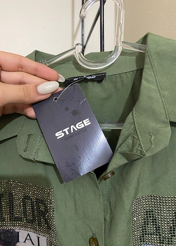 Kadın Haki Mini Baskılı Gömlek - Görsel 2