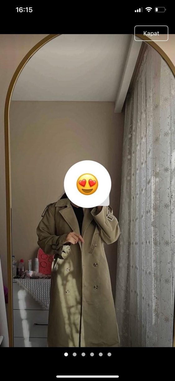 Bej Düğmeli Salaş Midi Kadın Trençkot - Görsel 2