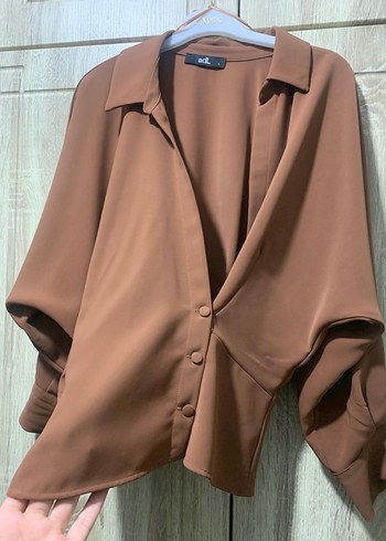 kahverengi Düğmeli Kadın Gömlek - Görsel 3