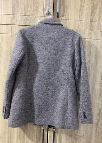 Gri Düğmeli Yün kadın Ceket - Görsel 3