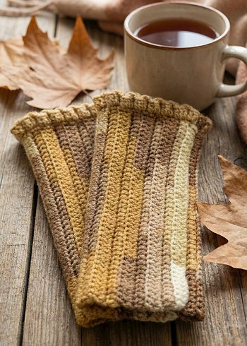 Kahve Tonları El Yapımı Vintage Yarım Eldiven - Görsel 2