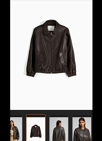 xs Beden kahverengi Renk Bershka kadın deri ceket