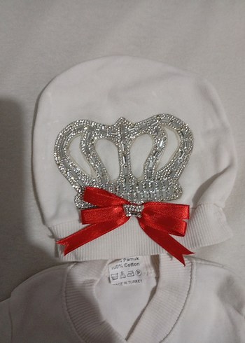 Beyaz Taş İşlemeli Kız Bebek Hastane Tulumu - Görsel 5