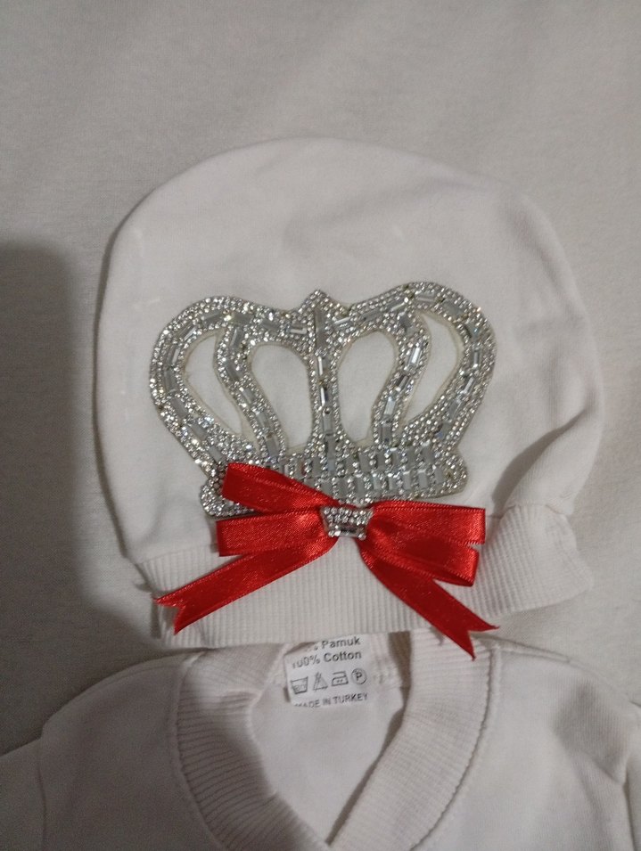 Beyaz Taş İşlemeli Kız Bebek Hastane Tulumu - Görsel 5