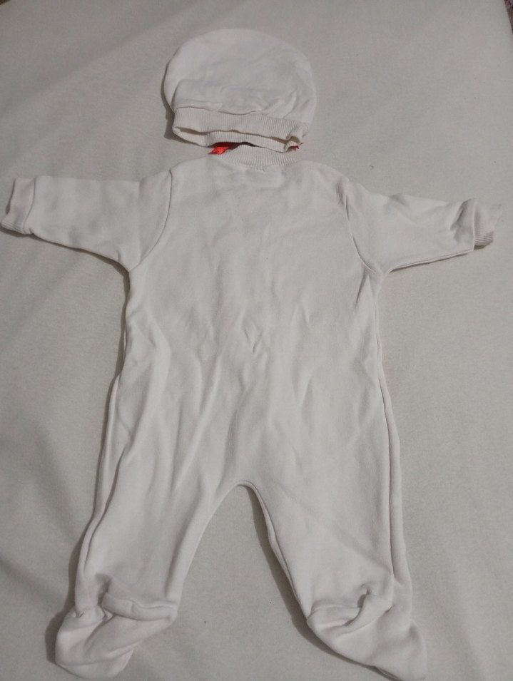 Beyaz Taş İşlemeli Kız Bebek Hastane Tulumu - Görsel 2