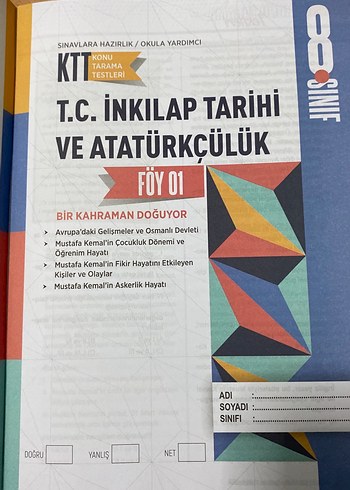 Beden İnkılap Tarihi Yeni Hiç kullanılmadı 5 adet soru föyü