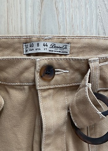 40 Beden camel Renk Kemerli Mini Etek