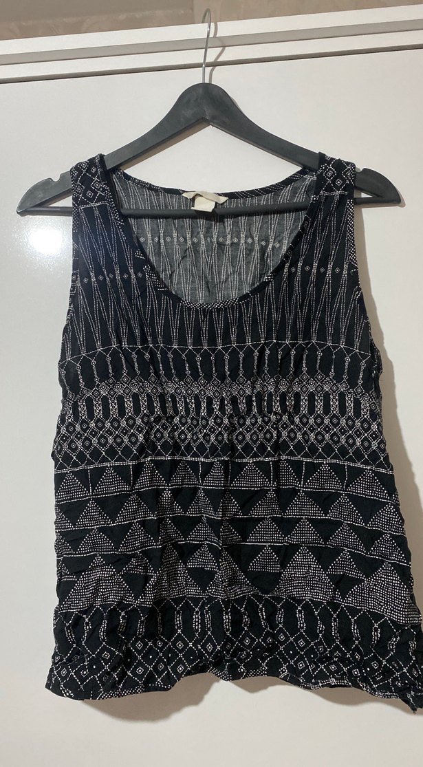 Bohem Siyah Desenli  Bluz - Görsel 2