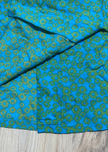 Mavi Çiçek Desenli Volanlı Mini Etek - Görsel 4