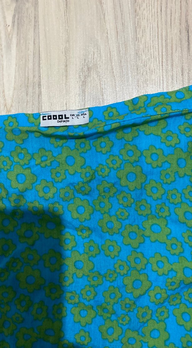 Mavi Çiçek Desenli Volanlı Mini Etek - Görsel 2