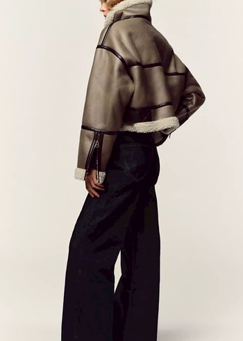 Kürk Detaylı Haki Deri Kadın Ceket - Görsel 6