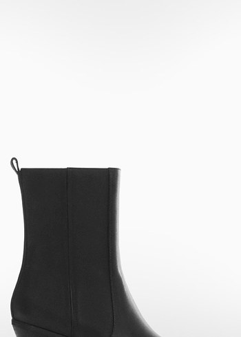 Siyah Deri Kadın Topuklu Bot - Görsel 2