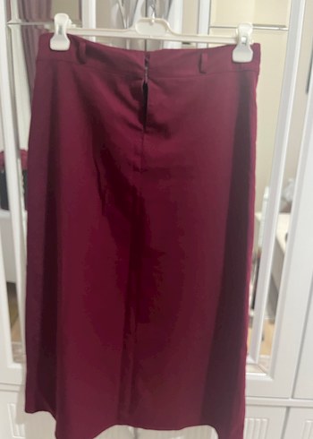 Bordo Düğmeli Uzun Kadın Etek - Görsel 2