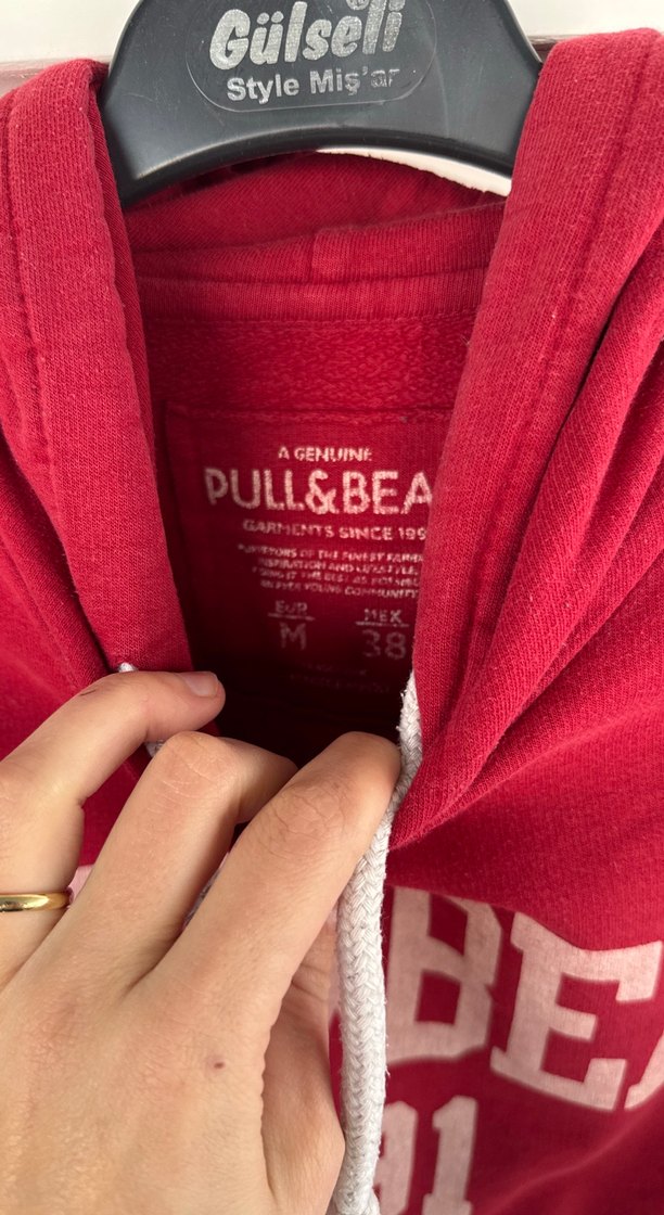 Kırmızı Kapüşonlu Kadın Sweatshirt - Görsel 2