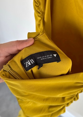 Sarı Uzun Drapeli sırt detaylı Askılı Elbise - Görsel 3