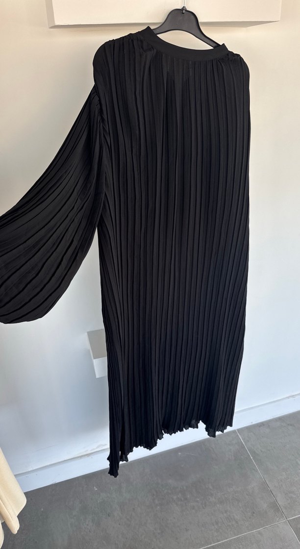 Kadın Siyah Uzun Pilili Elbise - Görsel 2