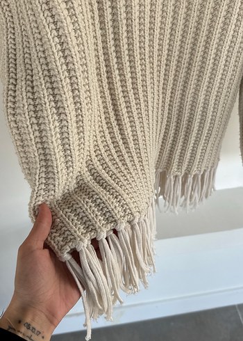 Bej Kadın Örgü Salaş Kazak - Görsel 4