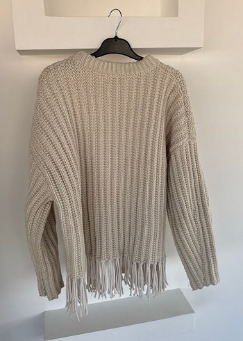 Bej Kadın Örgü Salaş Kazak - Görsel 3