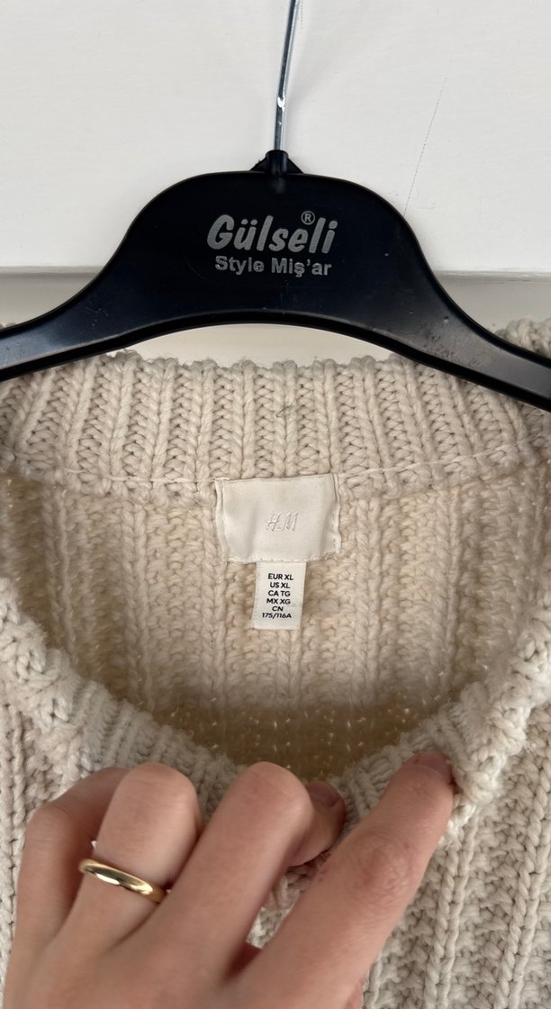 Bej Kadın Örgü Salaş Kazak - Görsel 2