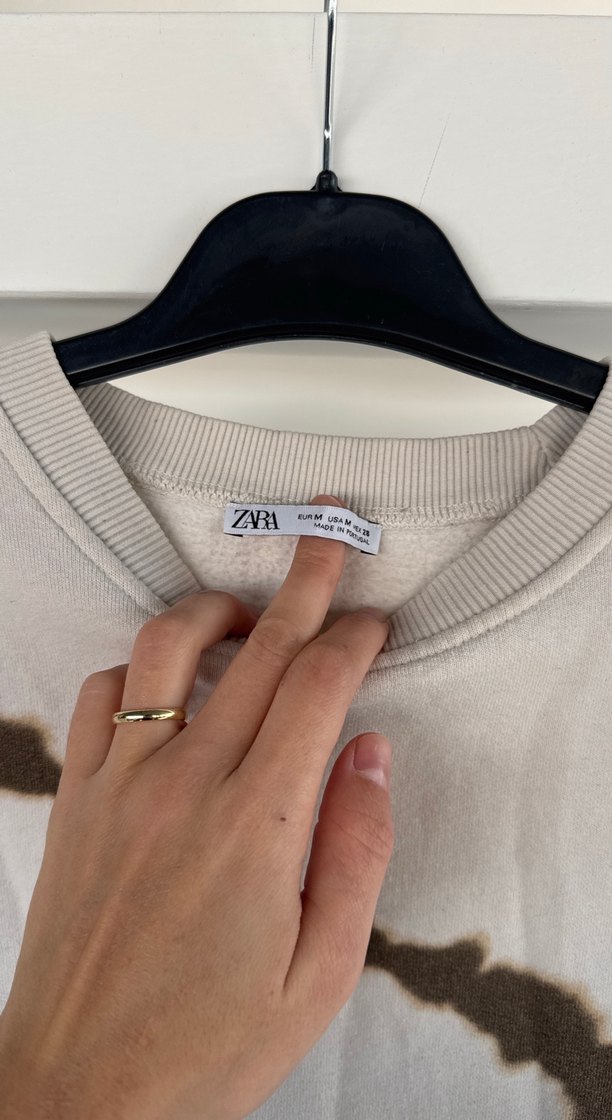 Bej Bağlama Desenli Uzun Kollu Sweatshirt - Görsel 2