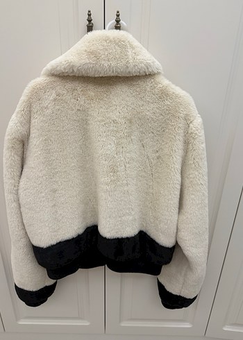 Kadın krem Midi Peluş Kaban - Görsel 3