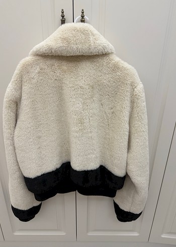 Kadın krem Midi Peluş Kaban - Görsel 4