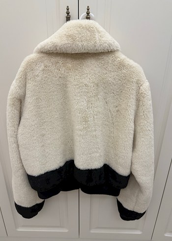 Kadın krem Midi Peluş Kaban - Görsel 6