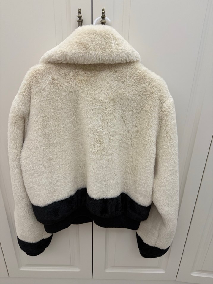 Kadın krem Midi Peluş Kaban - Görsel 3