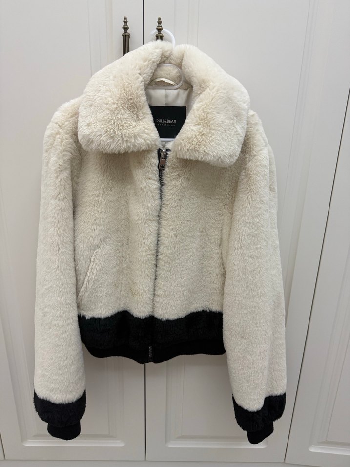 Kadın krem Midi Peluş Kaban - Görsel 2