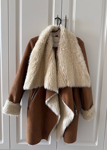 Kahverengi Süet Kadın Ceket Kürklü - Görsel 2