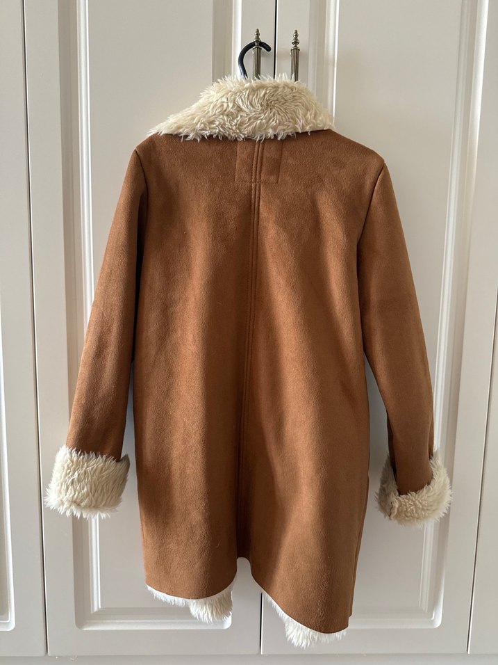 Kahverengi Süet Kadın Ceket Kürklü - Görsel 4