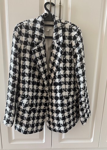 Gri Ekoseli Kadın Blazer Ceket - Görsel 3