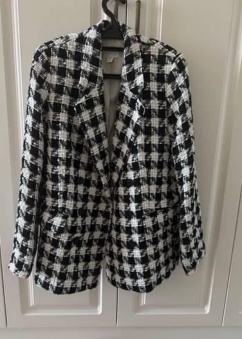 Gri Ekoseli Kadın Blazer Ceket - Görsel 2