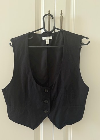 Düğmeli Siyah Kadın Yelek - Görsel 2