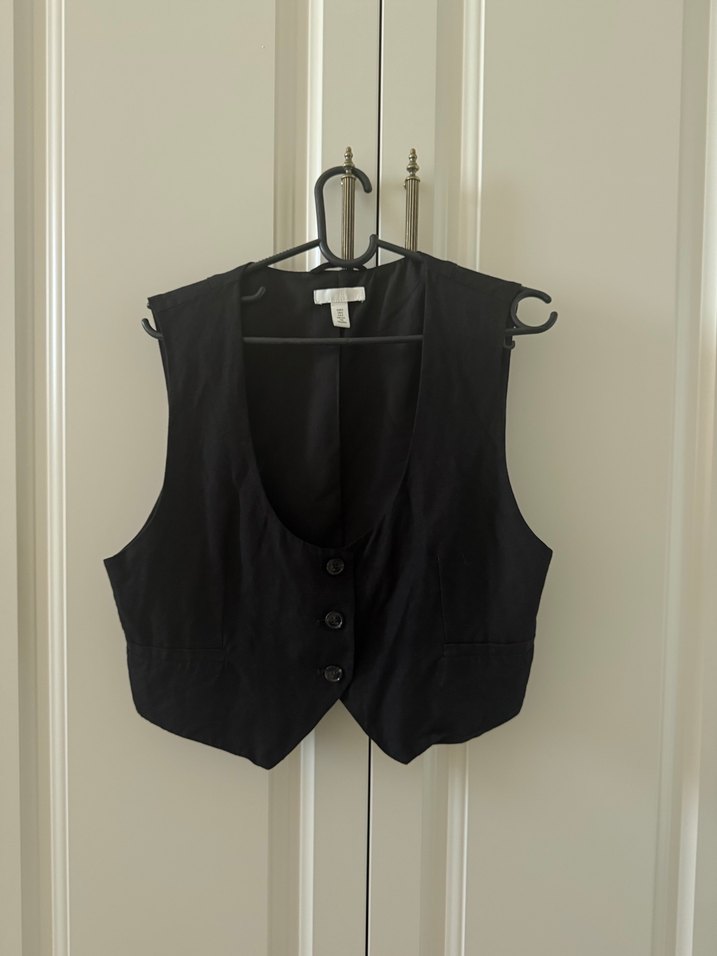 Düğmeli Siyah Kadın Yelek - Görsel 5