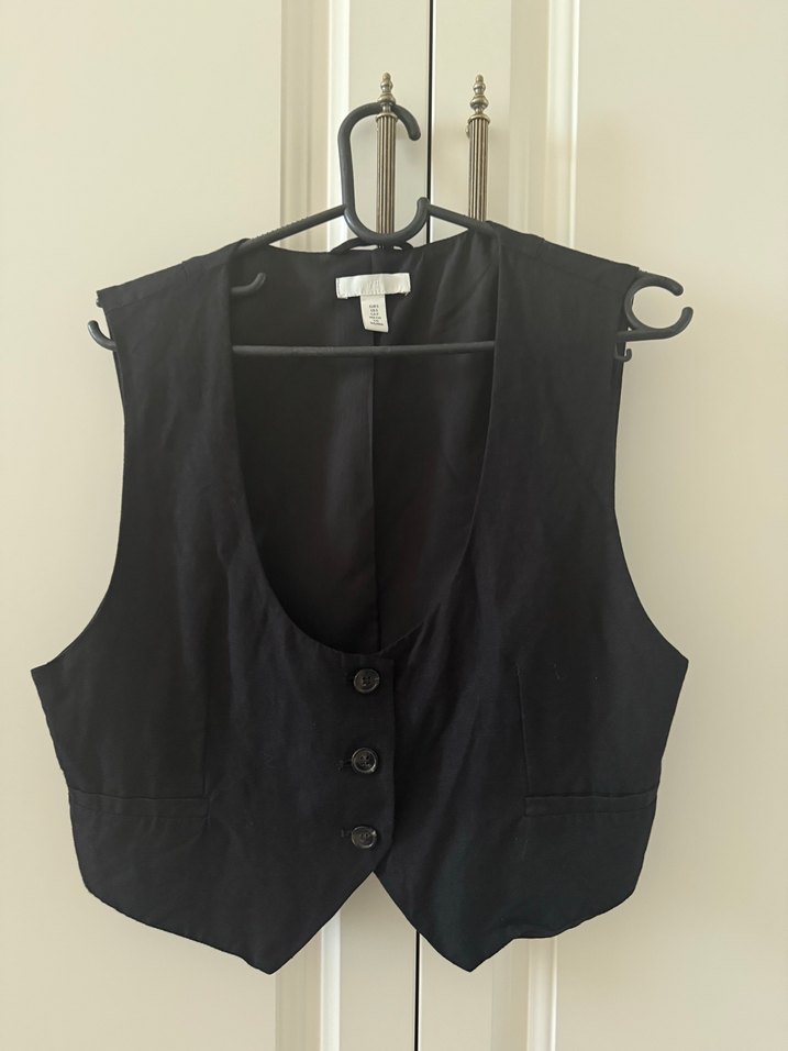 Düğmeli Siyah Kadın Yelek - Görsel 2