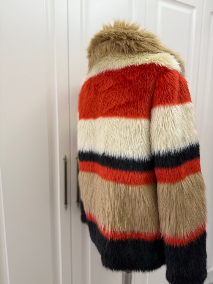 Çizgili Bohem ski kürk - Görsel 3