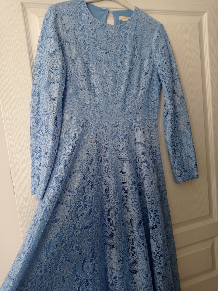 dantelli  tesettür elbise - Görsel 5