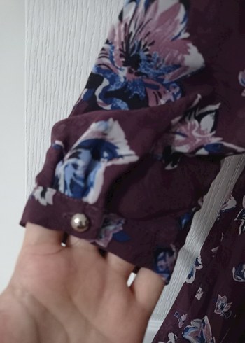 Mor Çiçekli Elbise - Görsel 7