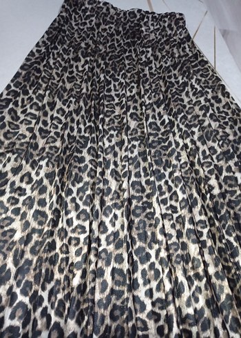 Leopar Desenli Uzun Pileli Etek - Görsel 2