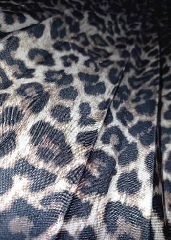 Leopar Desenli Uzun Pileli Etek - Görsel 4