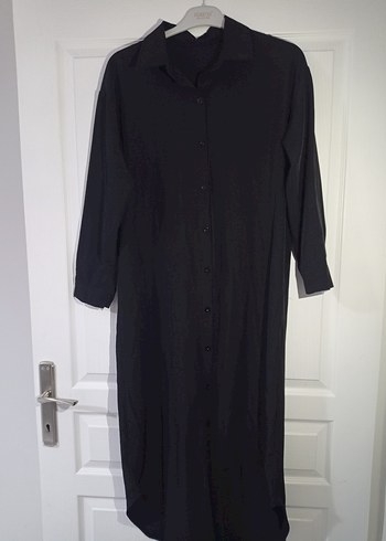 Siyah Düğmeli Uzun Keten Tunik - Görsel 2