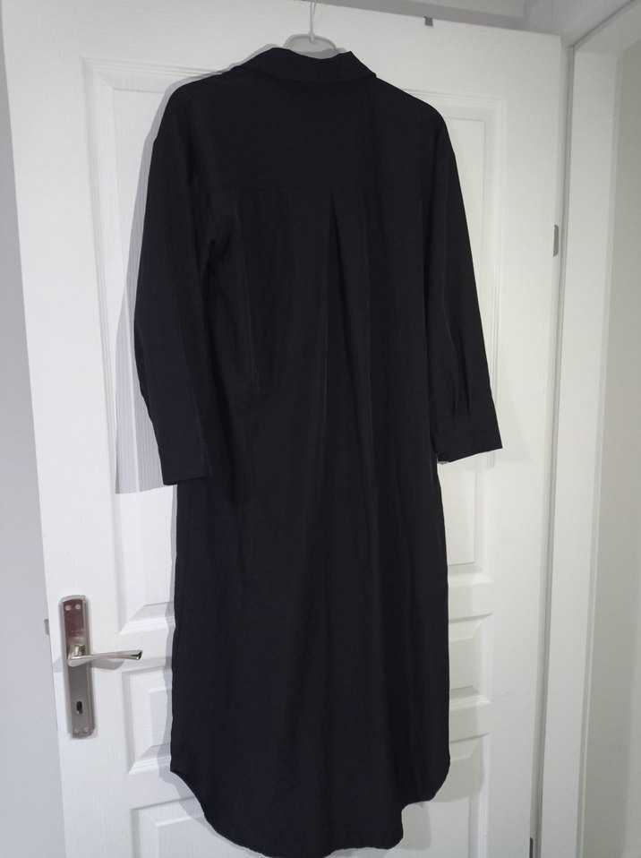 Siyah Düğmeli Uzun Keten Tunik - Görsel 4