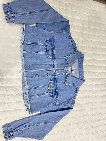 xl Beden Mavi Crop Kot Ceket