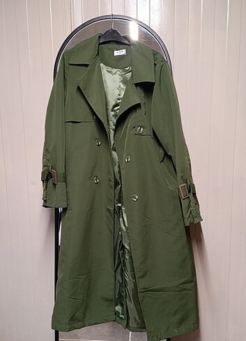 Yeşil Uzun Trenchcoat