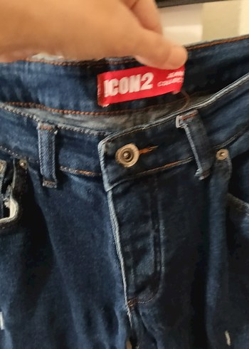 Diğer Kadın Koyu Mavi Bol Kesim Midi Denim Pantolon