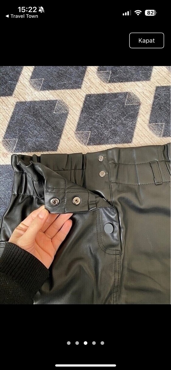 Kemerli Siyah Deri Mini Etek - Görsel 3