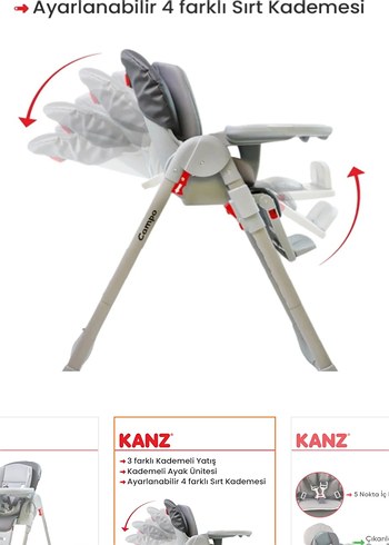 Gri Katlanabilir Mama Sandalyesi - Görsel 6